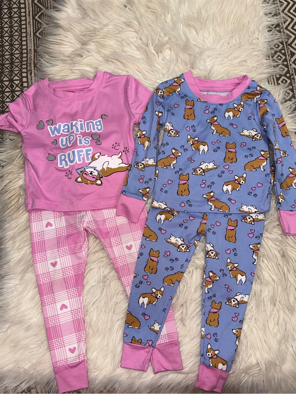 Penelope Mack Kids Two-Piece Pajama Sets- Pink & Blue Puppy Print Dog 12M